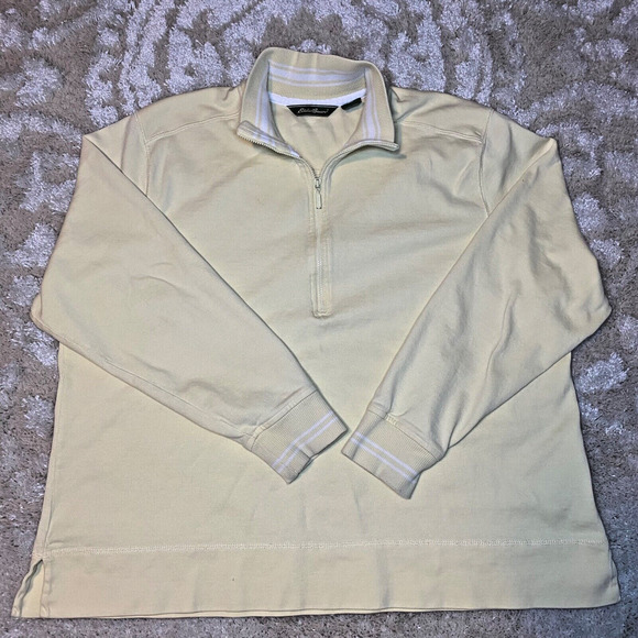 Vintage Eddie Bauer Yellow Quarter Zip Sweatshirt Women’s Size XXL - Picture 3 of 13